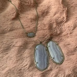Kendra Scott Blue Agate Necklace and Earrings Set